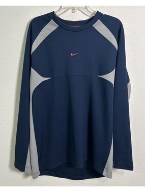 VTG Nike Center Swoosh Long Sleeve Sweatshirt  Sweater Navy/Gray Men’s XL Y2K
